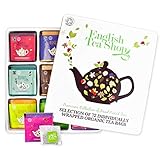 Teegeschenk in edler Metalldose - BIO-Tee-Kollektion mit 72 x original englischem Tee (9 verschiedene Sorten á 8 einzeln kuvertierte Teebeutel) - Geschenkidee