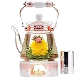 Teabloom Herzförmiger Blütentee – Geschenk-Set mit 12 zusammengestellten Blühenden Teeblumen - Grüner Tee + Jasmin, Granatapfel, Erdbeere, Rose, Litchi & Pfirsich - 6