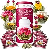 Teabloom Herzförmiger Blütentee – Geschenk-Set mit 12 zusammengestellten Blühenden Teeblumen - Grüner Tee + Jasmin, Granatapfel, Erdbeere, Rose, Litchi & Pfirsich - 9