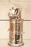 Samowar/ Semaver/ Teekanne mit Teekannenaufsatz für Camping, Garten, Terrasse, Picknick/ beheizt durch Holzkohle, Kohle oder Brennholz/ 5 Liter Fassungsvermögen - 2