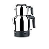 Korkmaz Demkolik Electrical Tea Pot Set/Caymatik / A359 Teekocher, Edelstahl, schwarz, 10 x 9,5 x 8,5 cm, 4-Einheiten